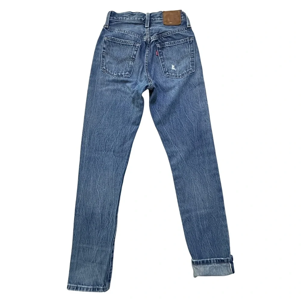 Levi's 501 150th Anniversary Selvedge Jeans Womens 23 x 32 Distressed Button Fly